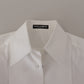 Elegant White Cotton Collared Shirt