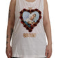 Elegant White Embellished Sleeveless Tee