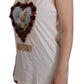 Elegant White Embellished Sleeveless Tee