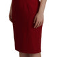 Elegant Red Square Neck Midi Dress