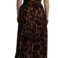 Elegant Leopard Print Silk Gown Dress