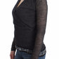 Chic Gray Deep V-Neck Wool Blend Sweater