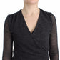 Chic Gray Deep V-Neck Wool Blend Sweater