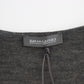 Chic Gray Deep V-Neck Wool Blend Sweater