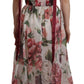 Elegant Multicolor Silk Roses Maxi Dress