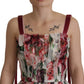 Elegant Multicolor Silk Roses Maxi Dress