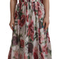 Elegant Multicolor Silk Roses Maxi Dress