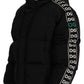 Elegant Black Puffer Jacket with Knit Logo Details