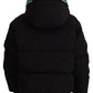 Elegant Black Puffer Jacket with Knit Logo Details