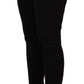 Elegant Black Mid-Waist Skinny Denim Jeans