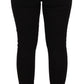 Elegant Black Mid-Waist Skinny Denim Jeans