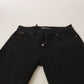 Elegant Black Mid-Waist Skinny Denim Jeans