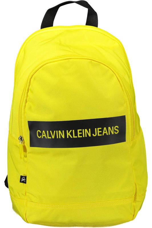 Yellow Polyester Men Backpack
