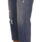 Blue Washed High Waist Cropped Denim Jeans