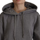 Elegant Gray Cotton Hooded Sweatshirt
