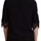 Elegant Beaded Logo Zip Sleeve Blouse