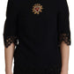 Elegant Beaded Logo Zip Sleeve Blouse