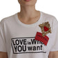 Elegant White Embellished Cotton Tee