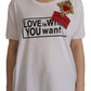 Elegant White Embellished Cotton Tee