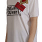 Elegant White Embellished Cotton Tee