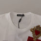 Elegant White Embellished Cotton Tee