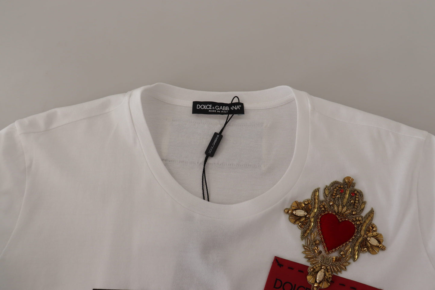 Elegant White Embellished Cotton Tee