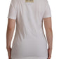 Chic White Cotton Round Neck Tee with Heart Motif