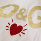 Chic White Cotton Round Neck Tee with Heart Motif