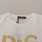 Chic White Cotton Round Neck Tee with Heart Motif