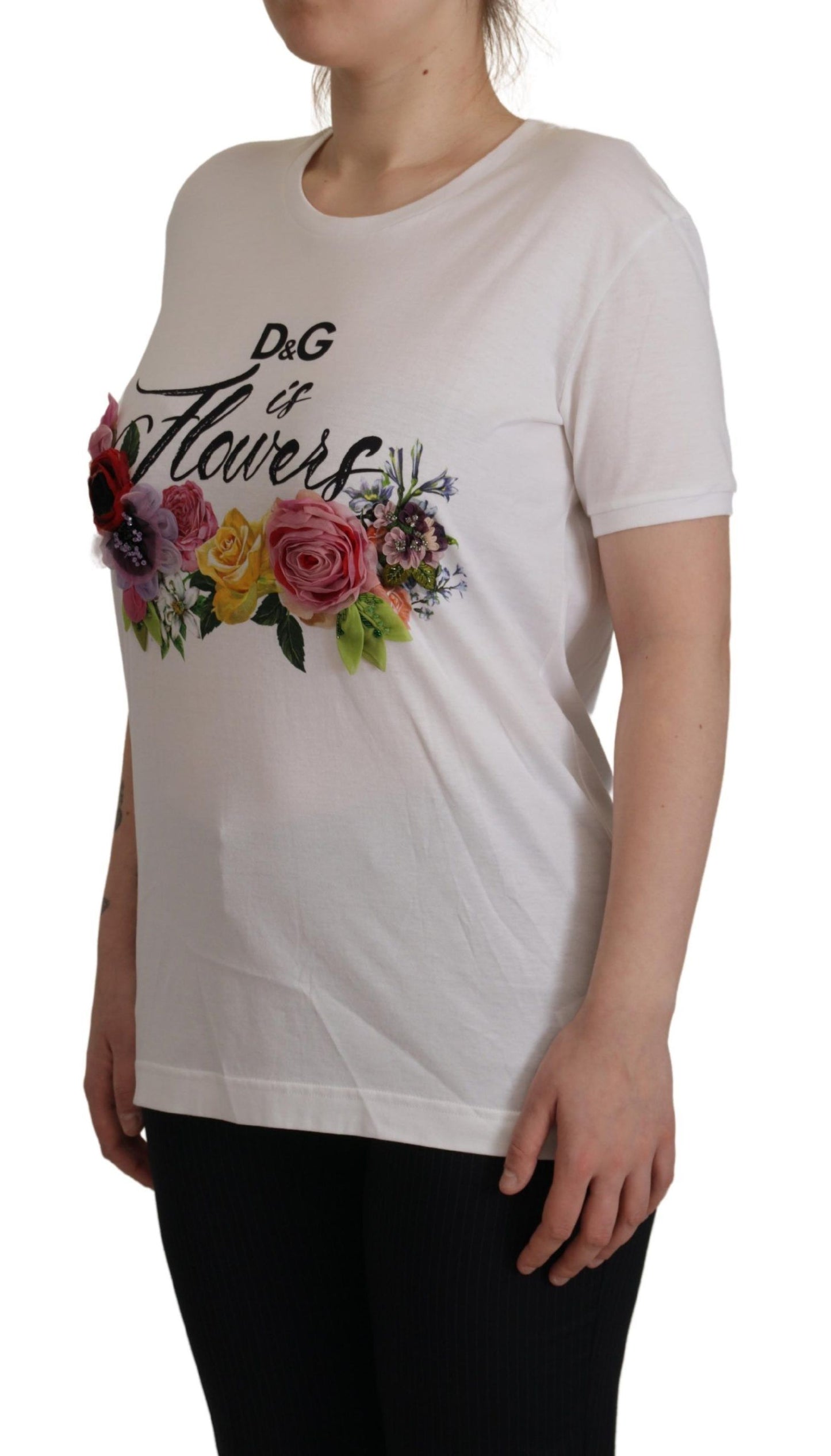 Chic Floral Print Cotton Tee for Her