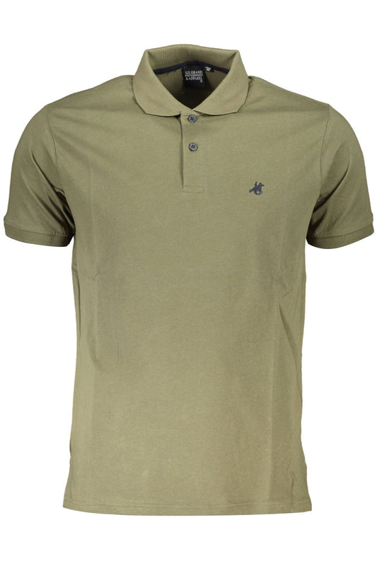 Green Cotton Men Polo Shirt