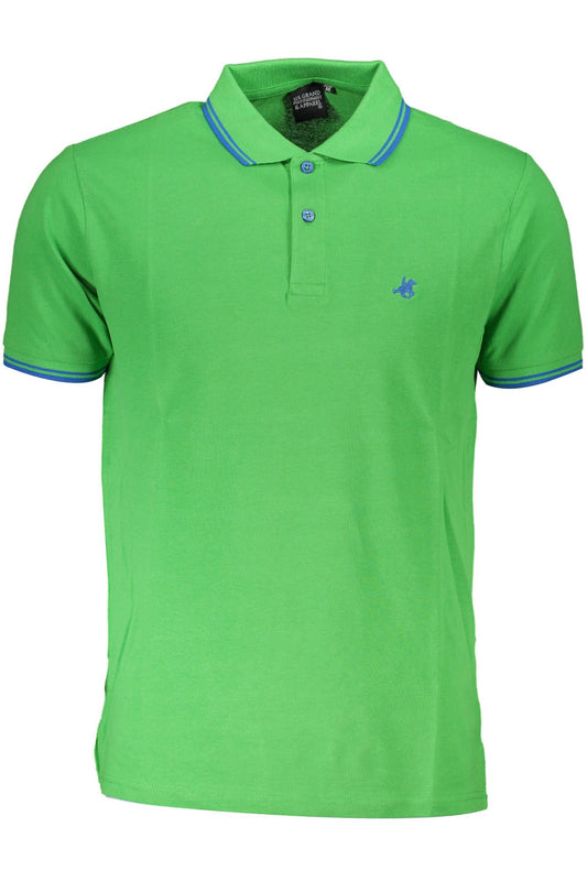 Green Cotton Men Polo Shirt