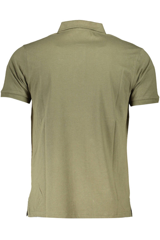 Green Cotton Men Polo Shirt