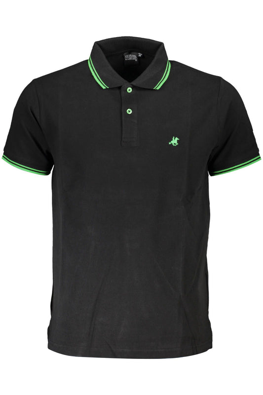 Black Cotton Men Polo Shirt