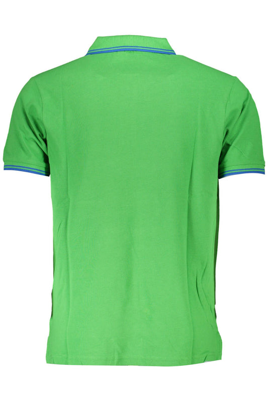 Green Cotton Men Polo Shirt