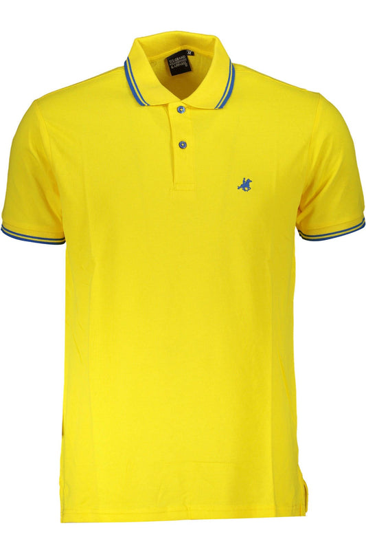 Yellow Cotton Men Polo Shirt