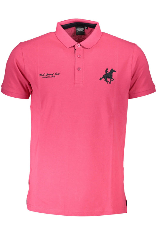 Pink Cotton Men Polo Shirt