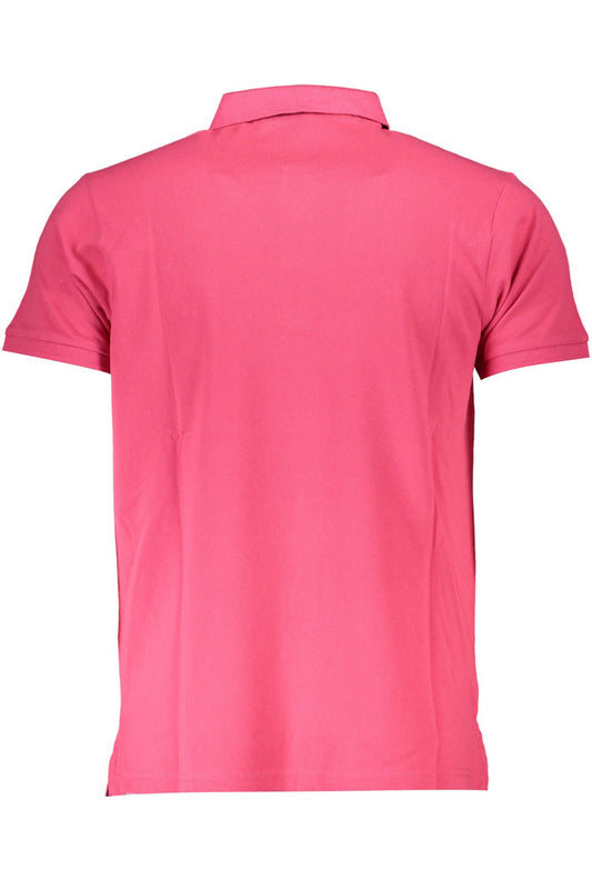 Pink Cotton Men Polo Shirt