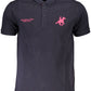 Blue Cotton Men Polo Shirt