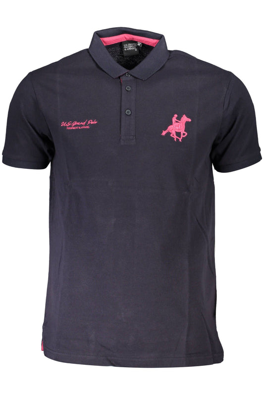 Blue Cotton Men Polo Shirt