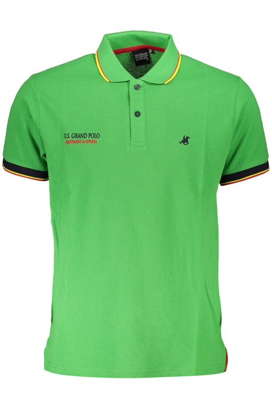 Green Cotton Men Polo Shirt