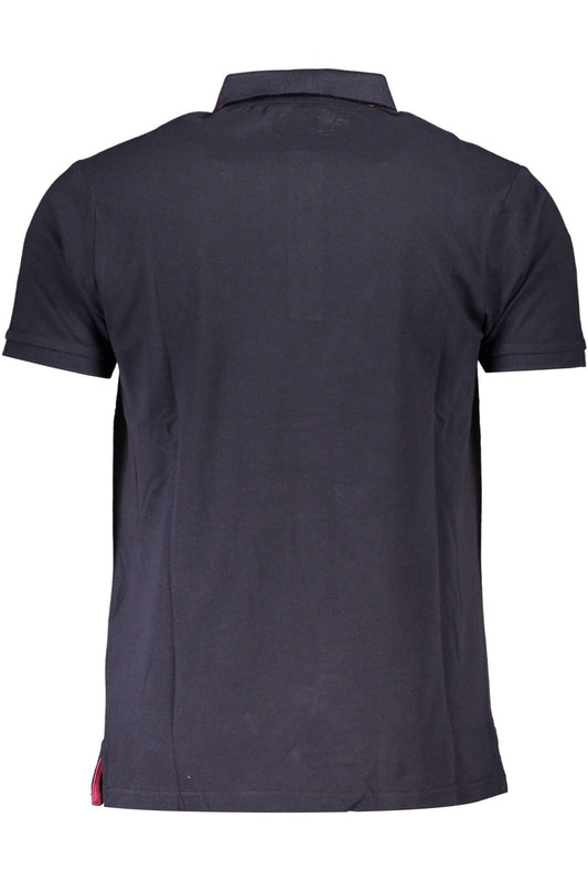 Blue Cotton Men Polo Shirt