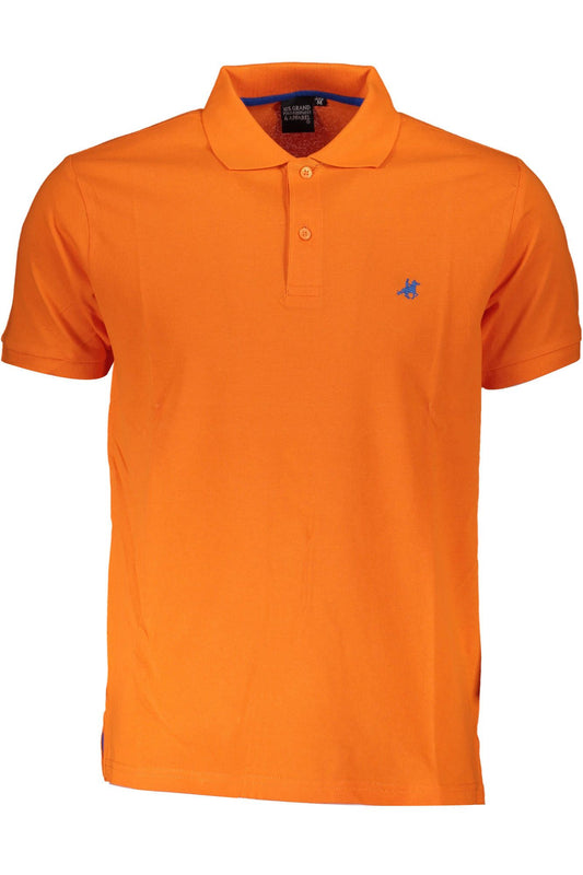 Orange Cotton Men Polo Shirt