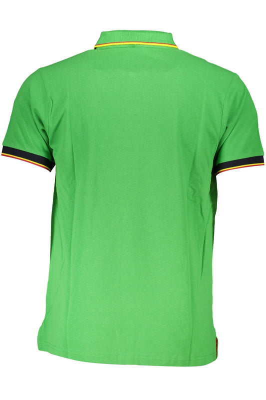 Green Cotton Men Polo Shirt