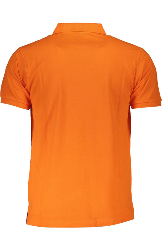 Orange Cotton Men Polo Shirt