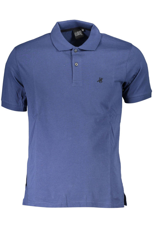 Blue Cotton Men Polo Shirt