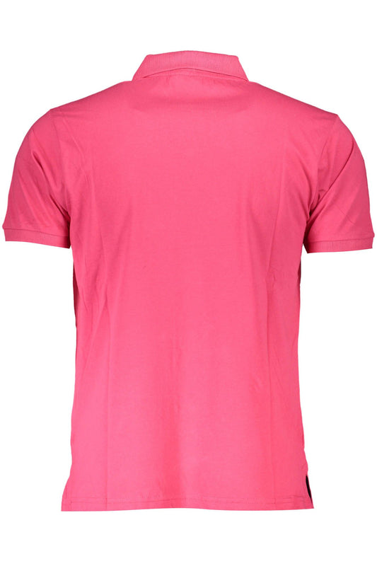 Pink Cotton Men Polo Shirt