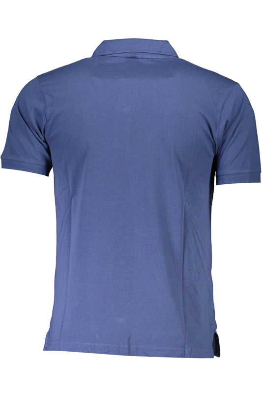 Blue Cotton Men Polo Shirt