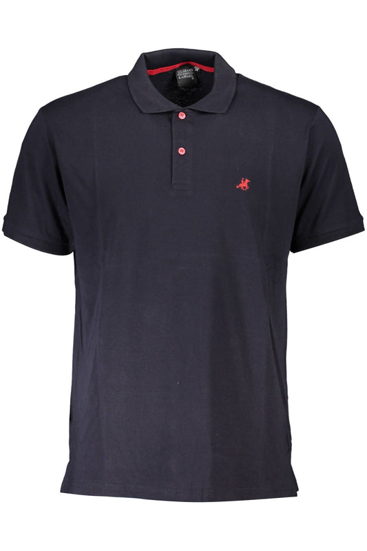 Blue Cotton Men Polo Shirt