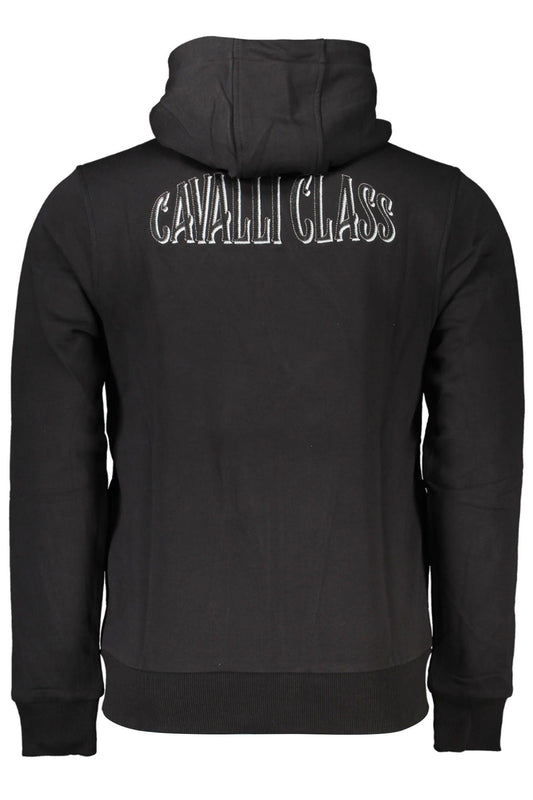 Black Cotton Men Hooded Sweater